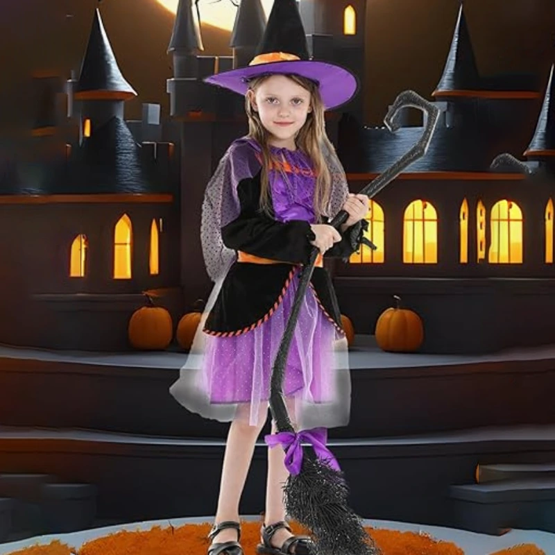 Halloween Parade Kids Häxdräkt med Sparkly Cape