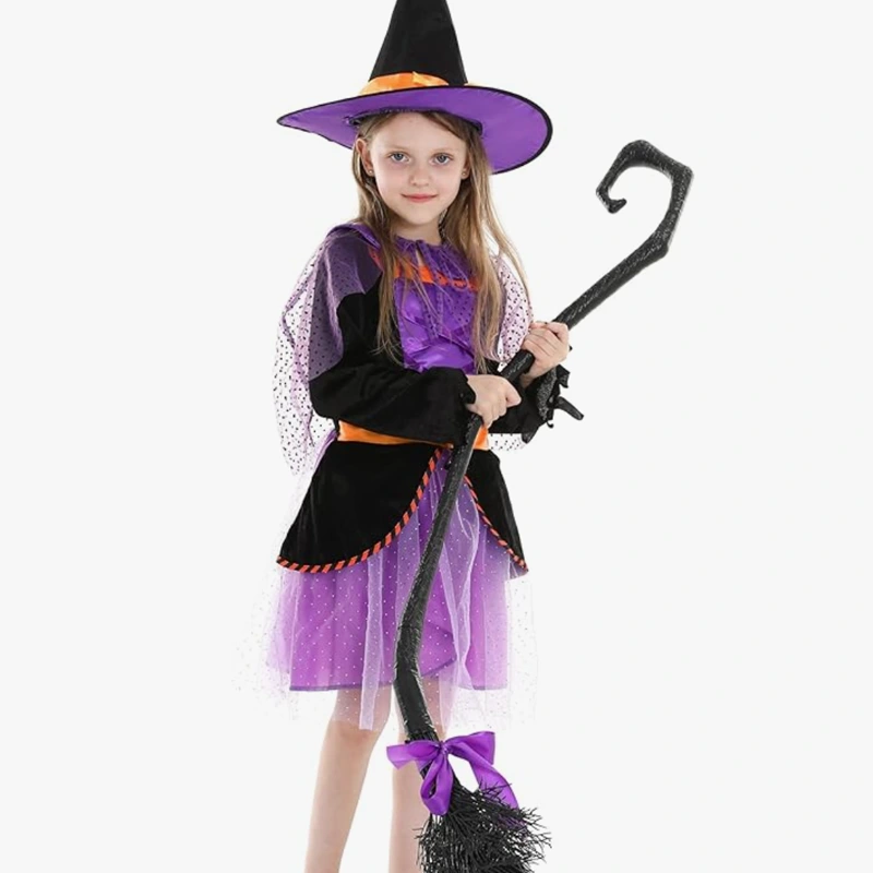 Halloween Photoshoot Lila Sparkly Kids Witch Dress